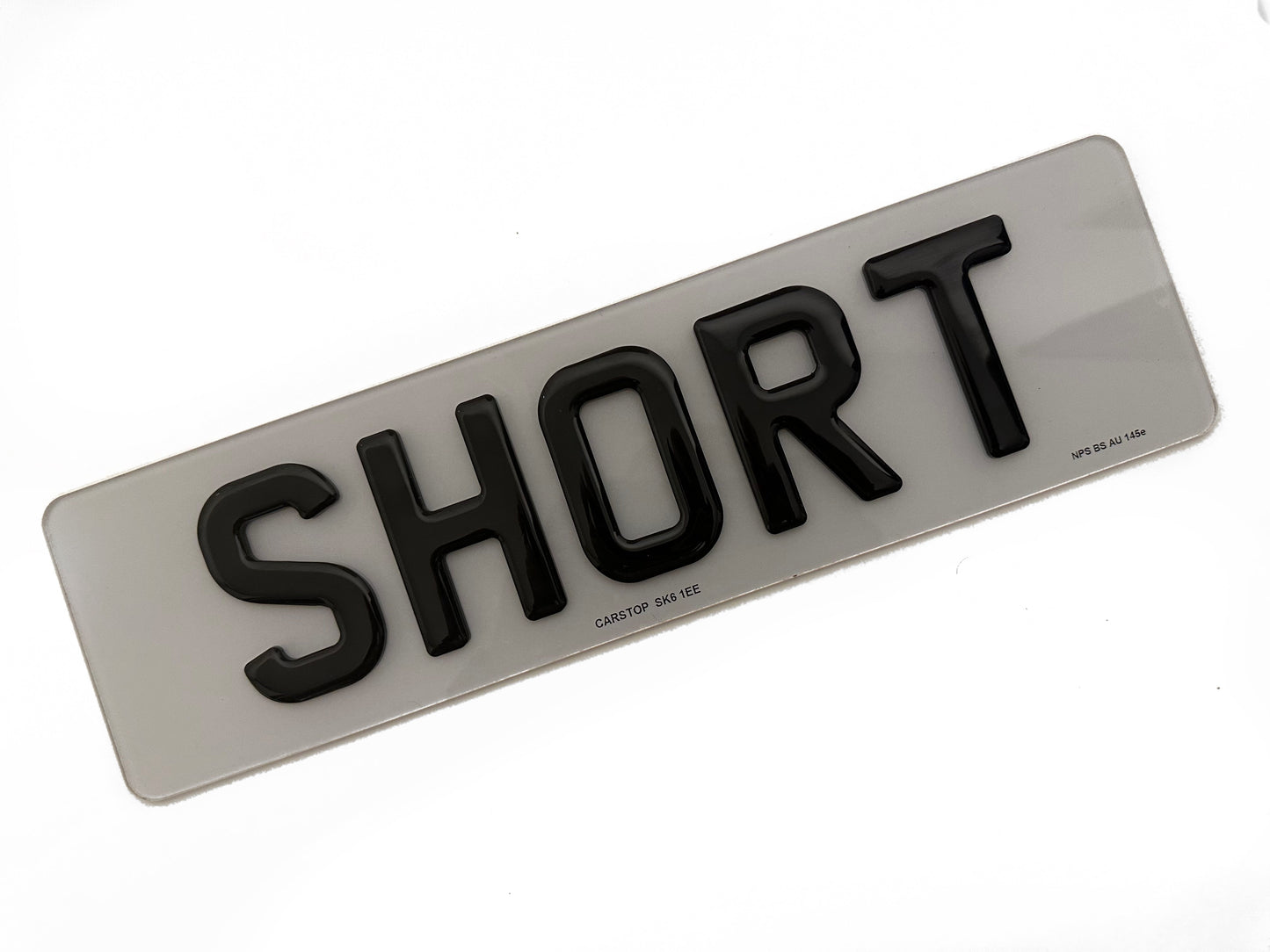 5D Gel Short Number Plate